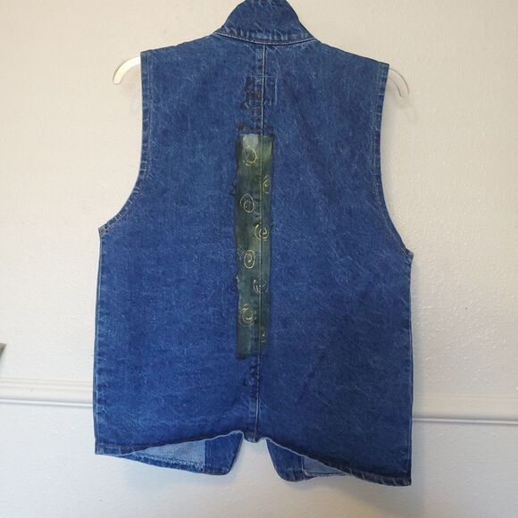 Vintage Sunbelt Hand Painted Southwestern Denim Vest Size Small One Button - Picture 9 of 12